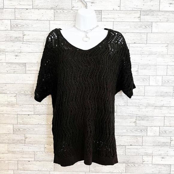 DANA BUCHMAN Metallic Knit Short Sleeve Sweater + Attached Tank, M, NWT! - Picture 3 of 10